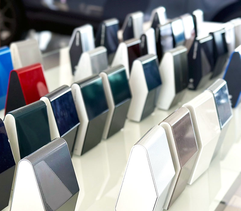 Powder coating colour samples available for agricultural equipment, machinery, and farm infrastructure.