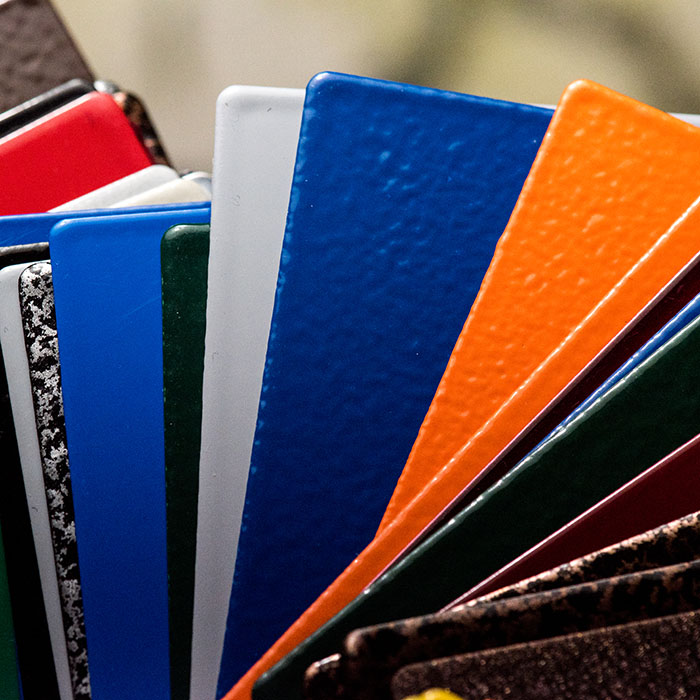 Wide range of powder coating colours and finishes available for architectural and industrial applications.