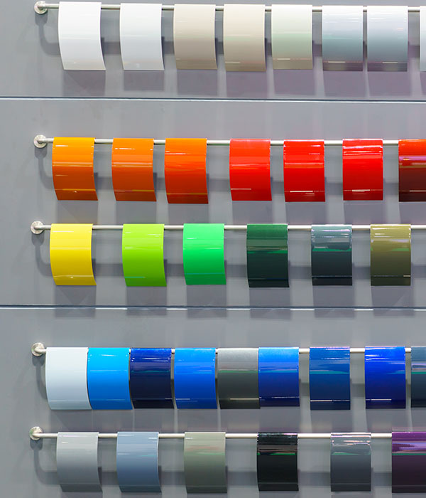 Powder coating colour samples available for electronic enclosures, electrical cabinets, and industrial equipment.