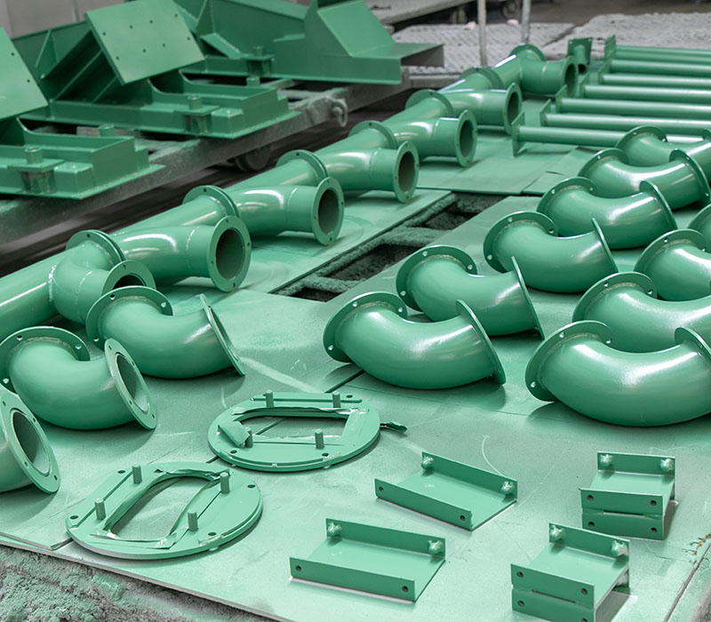 Powder coating production line applying consistent custom colours across large-scale manufacturing runs.
