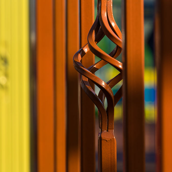 Decorative powder-coated metal components providing long-lasting colour and reduced maintenance requirements
