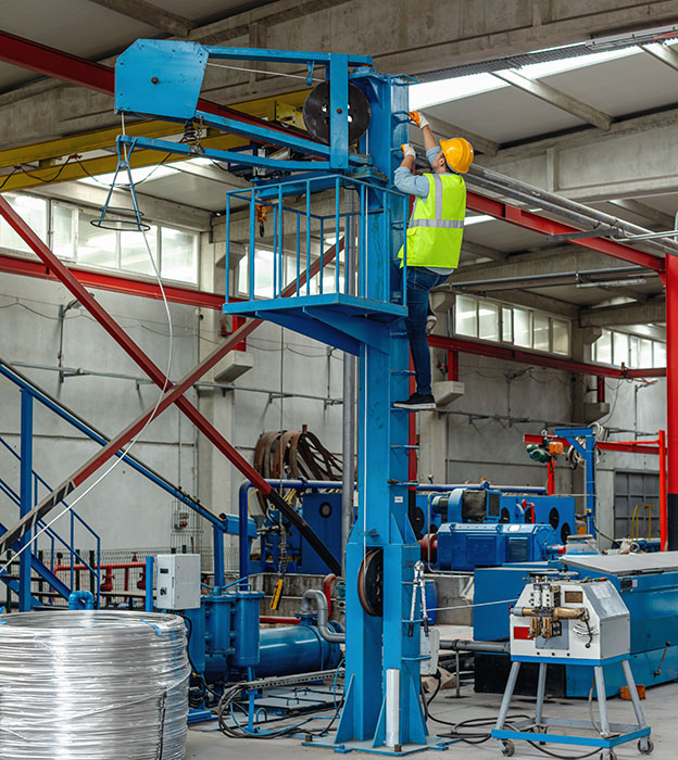 Industrial manufacturing facility using efficient powder coating processes to support sustainable production operations.