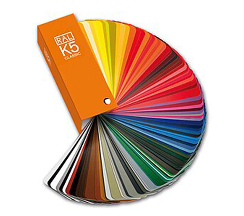 RAL Classic colour fan deck showing standardized colour references used for powder coating and industrial finishing projects.