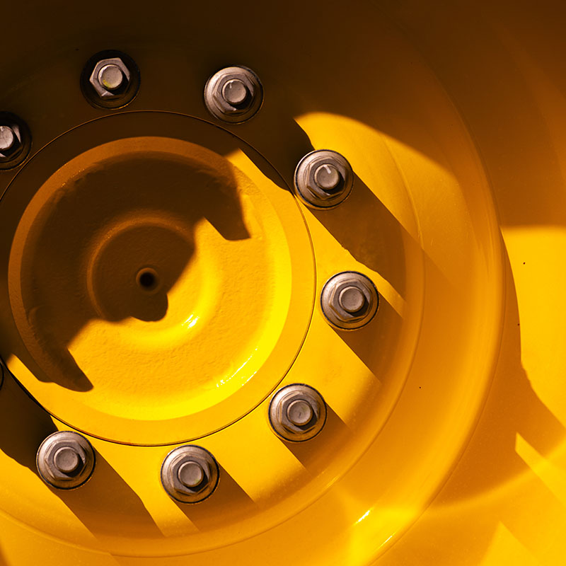 Close-up of industrial equipment protected with a durable RAL powder coating finish designed for long-term performance.
