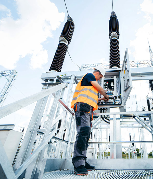 Electrical infrastructure utilizing powder-coated metal components for corrosion resistance and long-term durability.