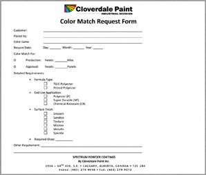 colour match request form